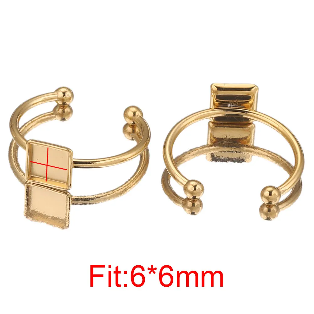 10 Stück verstellbare offene Ringfassungen aus Edelstahl, leere Basis, Lünette, Cabochons, Ringe für Schmuckmaterialien, DIY-Zubehör – Detail 10