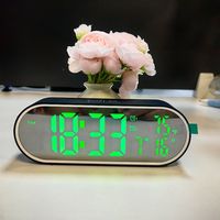 Modern Rechargeable Digital Clock TEMP Date Week 12/24H LED Mirror Clock Anti-disturb 2 Night Mode Alarm Clock