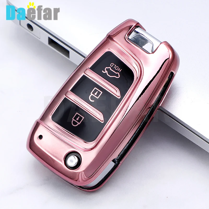 TPU Holder Shell for Hyundai Elantra Solaris Tucson I30 I35 I40 KONA Genesis Santa Fe Azera TPU Car Flip Key Case Cover