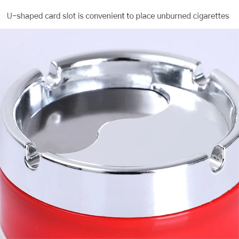 PP+Stainless Steel Ashtray Round Windproof Ashtrays with Rotating Lid for Home Garden Outdoor Indoor Smoking Accessory