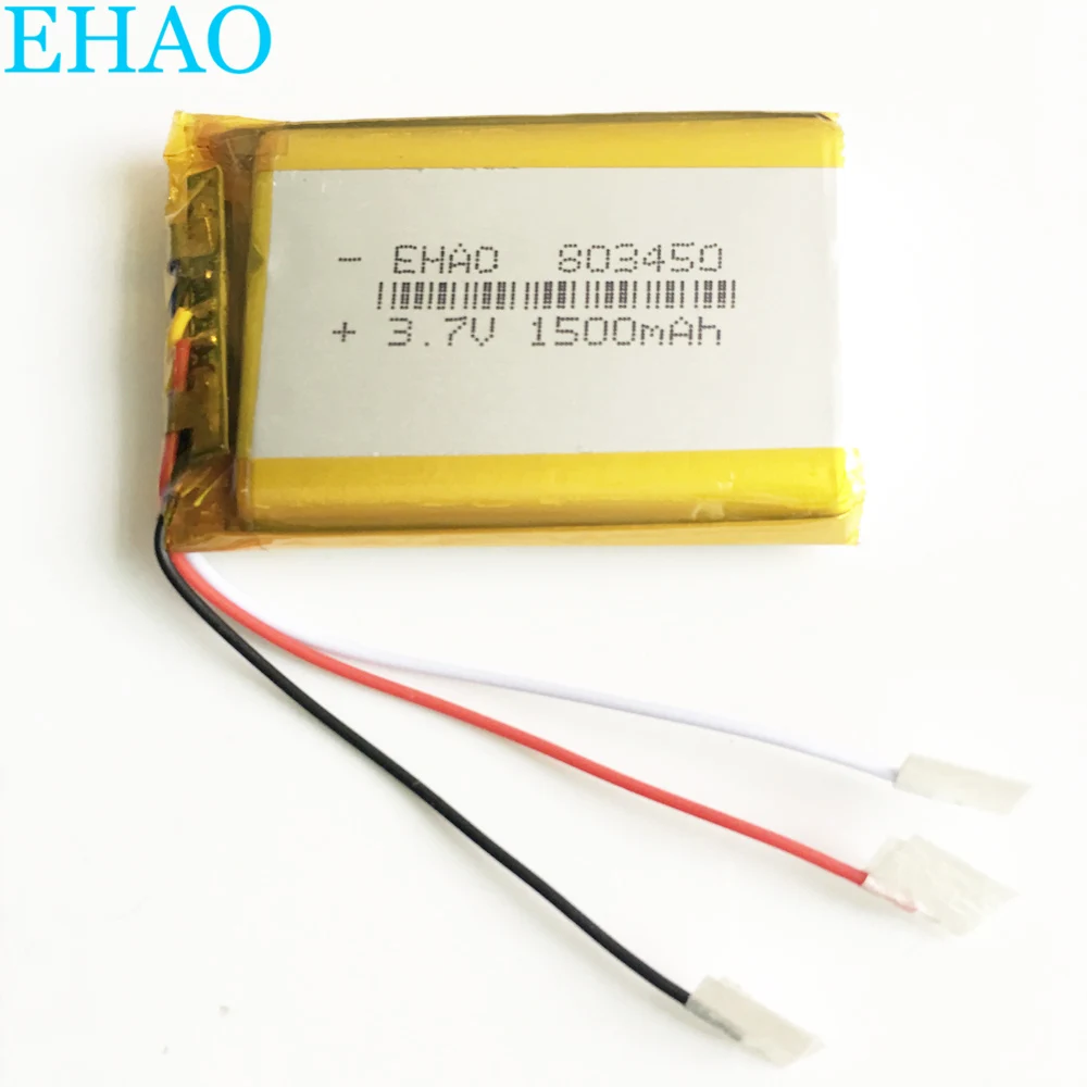 3.7V 1500mAh 803450 Lithium Polymer LiPo Rechargeable Battery cells 3 wires For Mp3 DVD PAD camera GPS Speaker Recorder keyboard