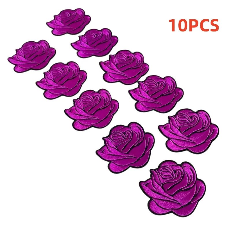 

10Pcs New Roses Decals Iron Cloth Patch Patch High-end Garment Accessories Fabric Patch Multi-coloured Roses with Adhesive Patch