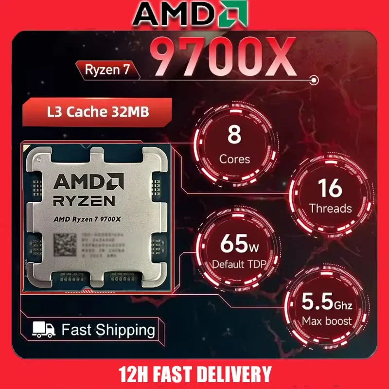

AMD Ryzen 7 9700X 3.8GHz 8-Core 16-Thread R7 9700X Socket AM5 4NM L3=32M Processor 65W DDR5 No Fan
