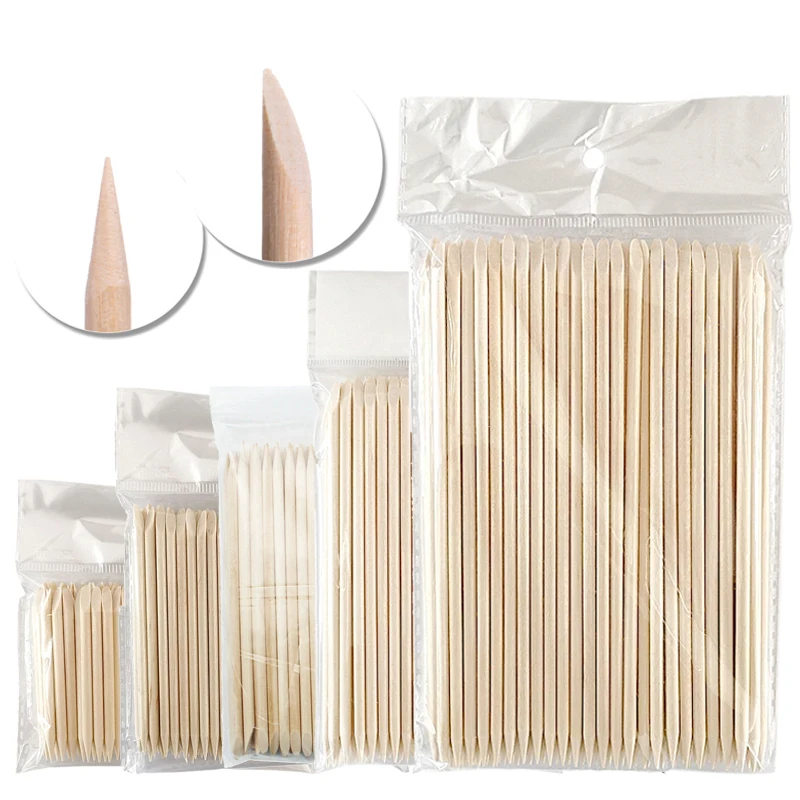 100Pcs/Pack Wood Cuticle Pusher Sticks 63/75/95/105/127/150/178MM For Gel Polish Remove Clean Pedicure DIY Design Dotting Tool