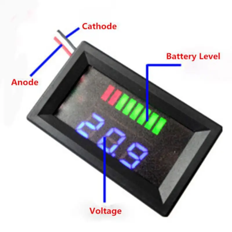 12V ACID Lead Battery Capacity Indicator Charge Level LED Tester Blue Voltmeter