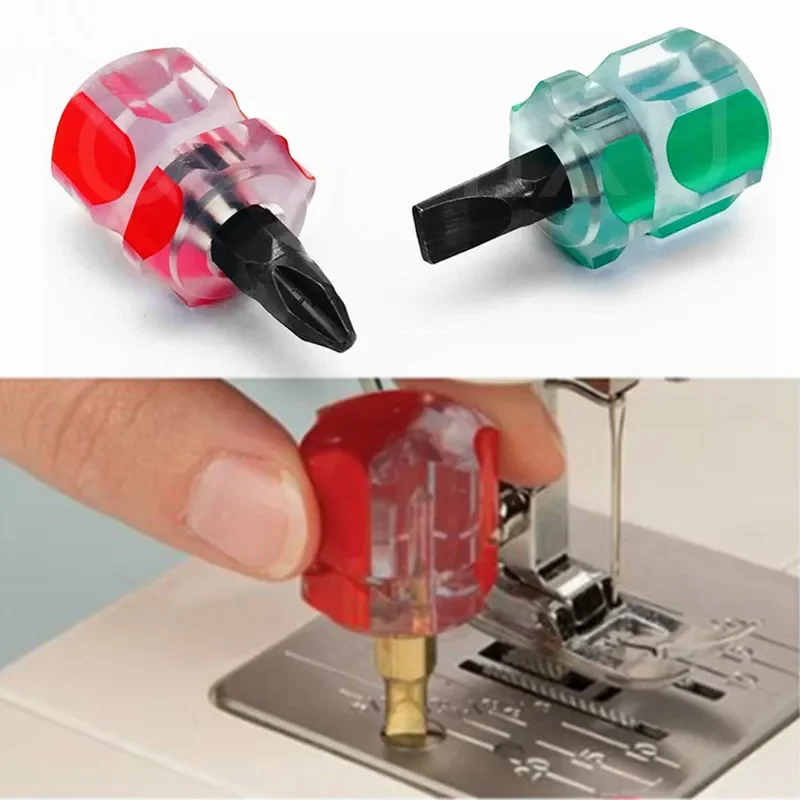 Portable Sewing Machine Screwdriver Kit for Needle Plate Repair - Mini Short Screwdriver Set with Radish Head - Sewing Tools Kit