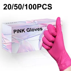 20/50/100PCS Pink Disposable Nitrile Gloves Latex Free Waterproof Durable Nitrile Cleaning Gloves Pet Bathing Household Cleaning