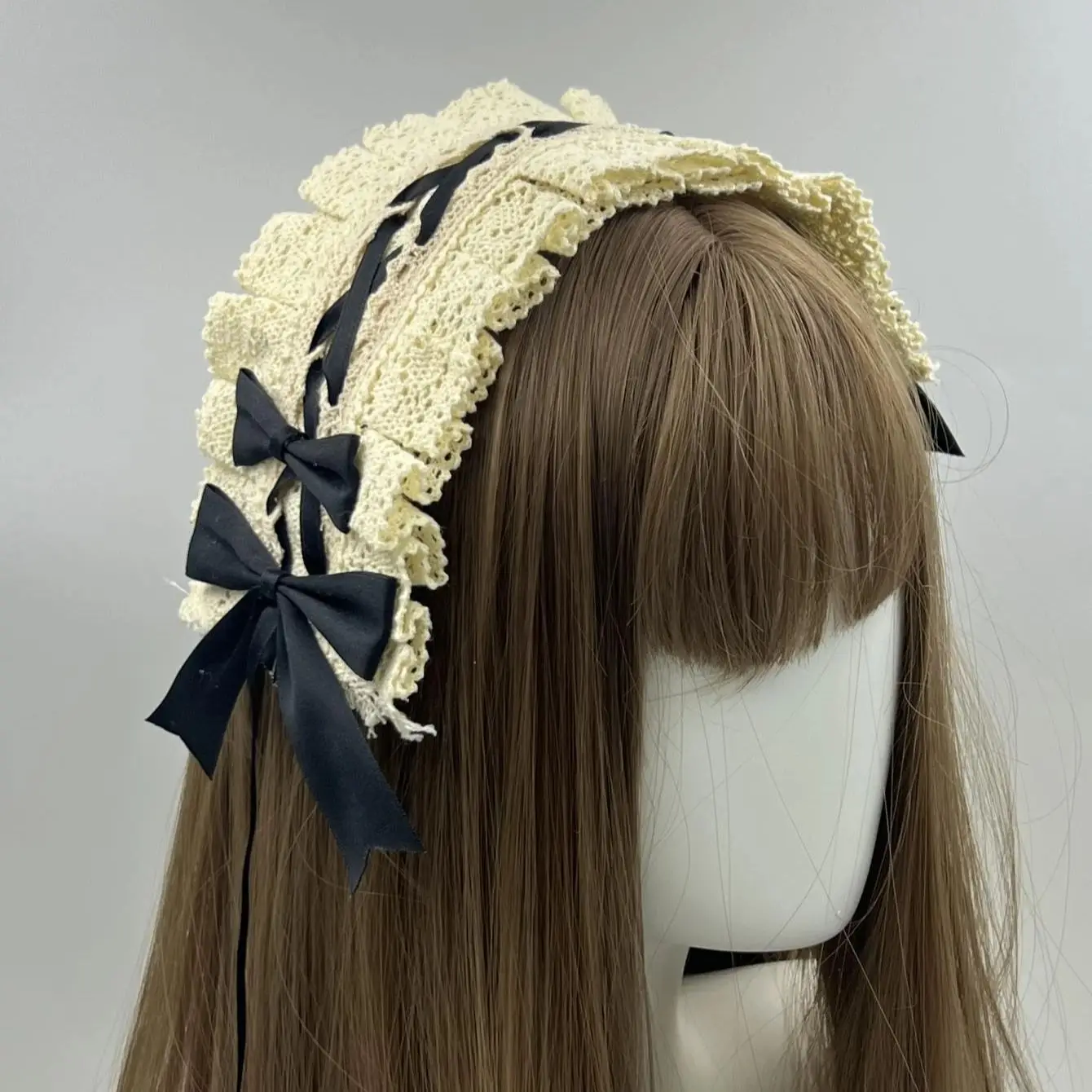 Women Cute Cotton Lace Gothic Lolita Headband Headdress Anime Maid Hair Accessories Cosplay Headwear Headpiece Hair Clips