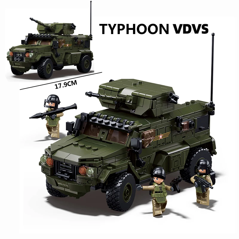 Sluban New Military Weapons Assault Armored Vehicle Off-road Truck Model Building Blocks Soldier Bricks WW2 Army Kids Toy Gifts