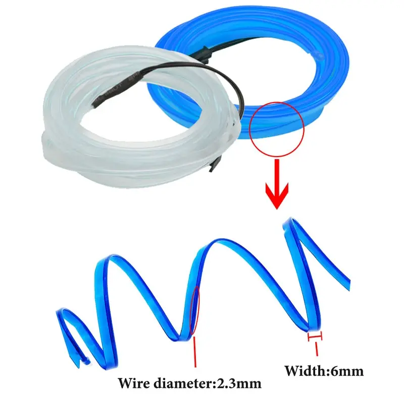 3M niebieska dioda LED dekoracja wnętrza samochodu światło EL okablowanie taśma neonowa do Auto DIY elastyczne światło otoczenia z USB