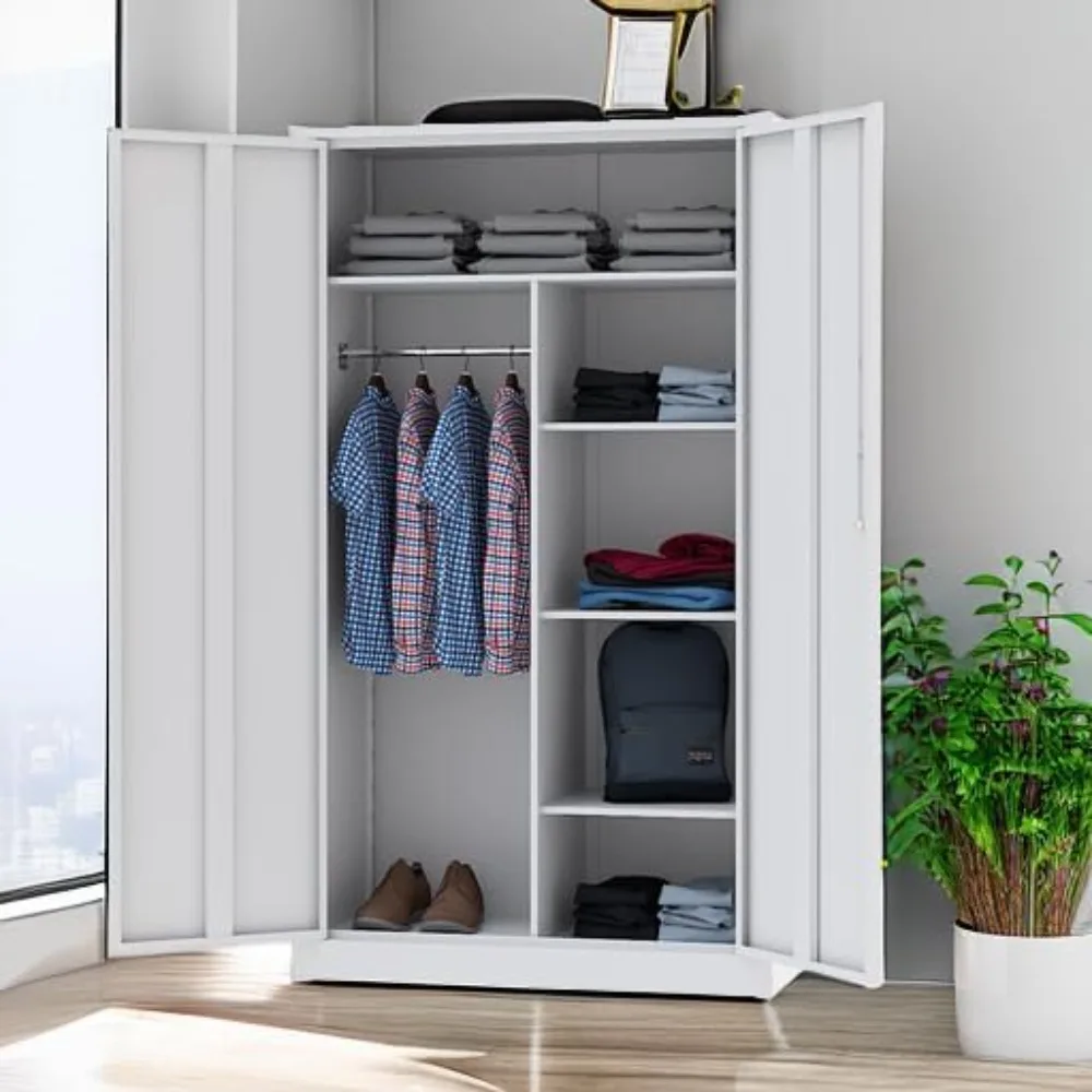 Steel wardrobe storage cabinet with locked door, independent clothing jacket storage cabinet for office, home, etc