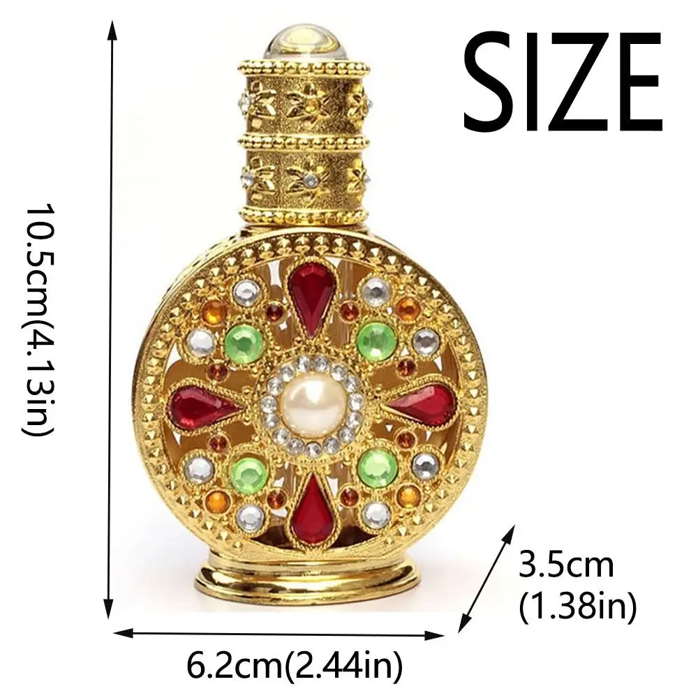Bouteille de parfum vide en verre Vintage, flacon compte-gouttes d'huile essentielle rechargeable de 12ml, conteneurs cosmétiques de voyage de Style arabe de luxe