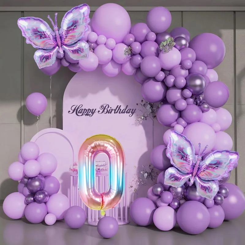 

Ice Purple Butterfly Latex Balloons 32-inch Gradient Color Digital Balloons Bar and Nightclub Balloons Party Decoration Props