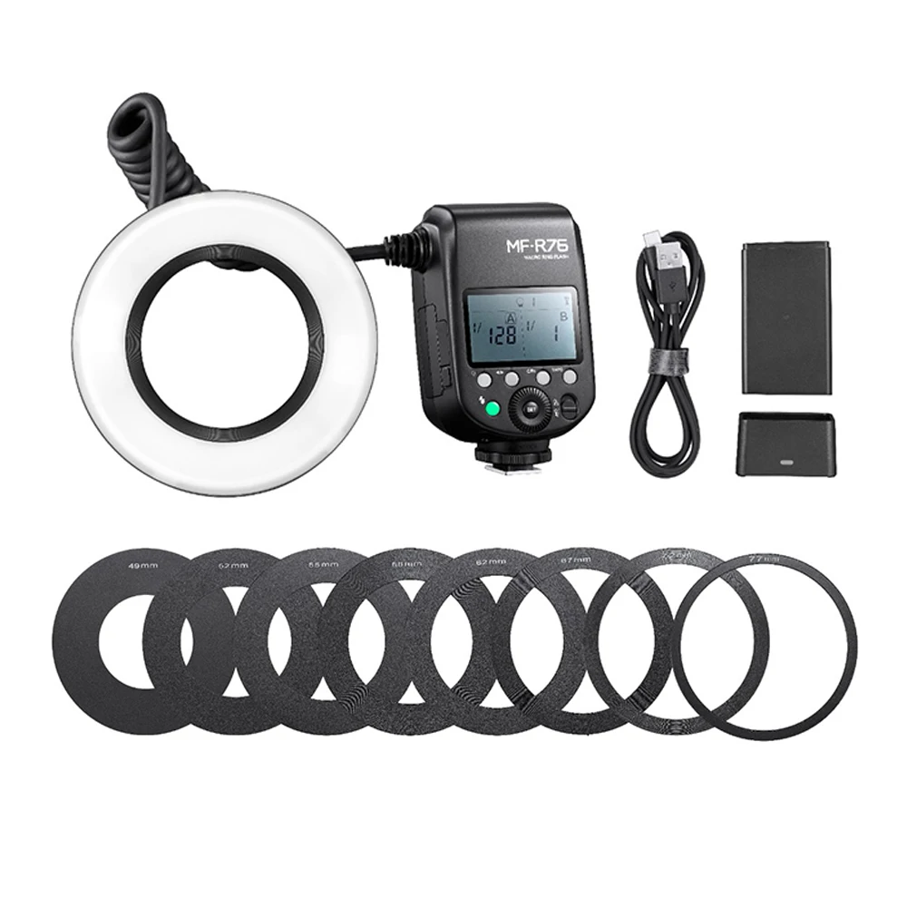 Flash Ring Godox MF R76 MF-R76 RING76 Macro LED Ring Speedlite Light for Sony Canon Nikon Camera 5D 6D 7D 60D 70D 80D D850 A7MIV