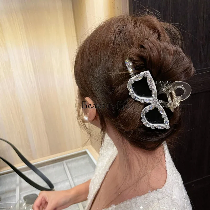 Fashionable Temperament Shiny Rhinestone Eyes Ponytail Grip Side Clip Rubber Band