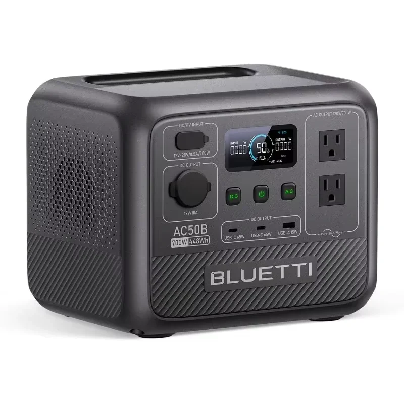 BLUETTI Portable Power Station AC50B, 448Wh LiFePO4 Battery Backup w/ 2 700W AC Outlets (1050W Surge)