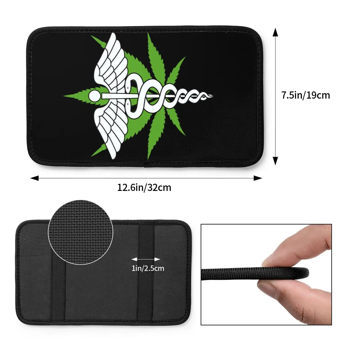 Car Armrest Cover Mat Medical Marijuana Center Handle Box Pad Cushion Weed Marijuana 420 Smoking Car Accessories