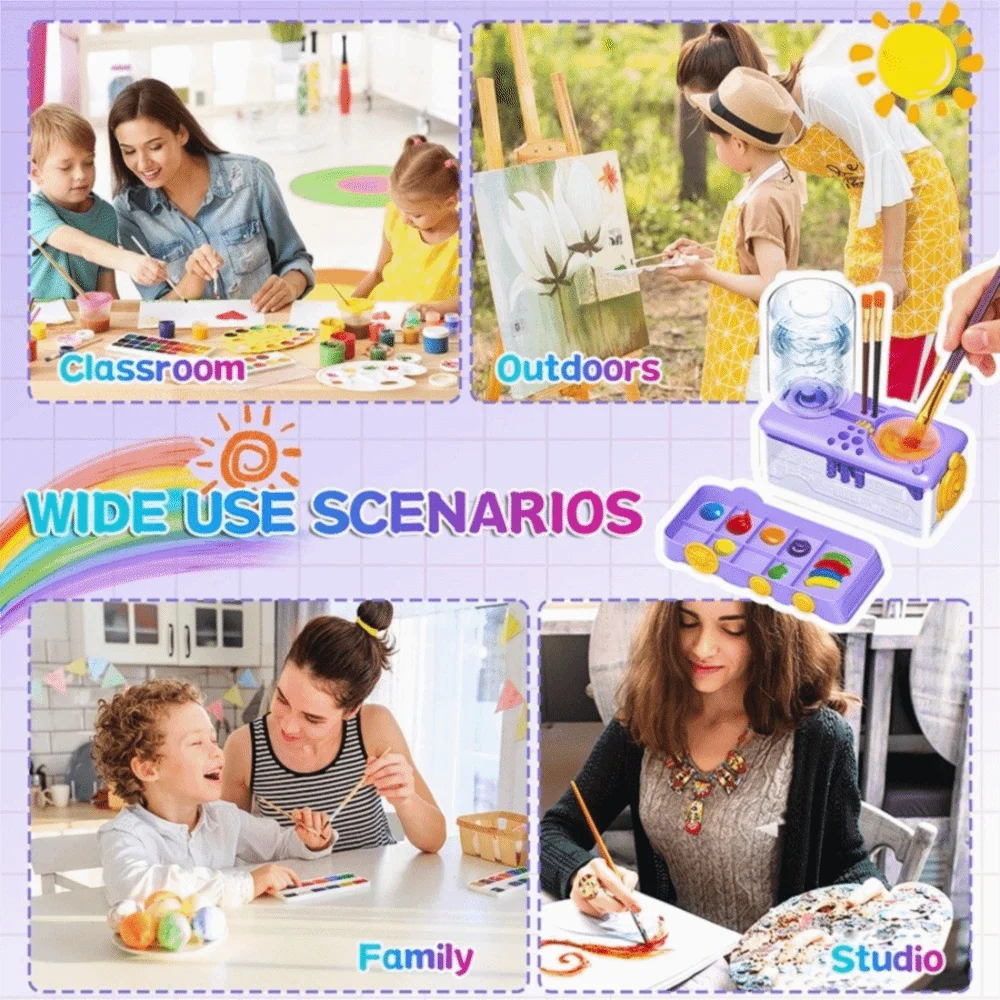 

Multifunctional Paint Brush Washer with Drain Button Automatic Water Circulation Cleaning Machine Paint Brush Clean Device