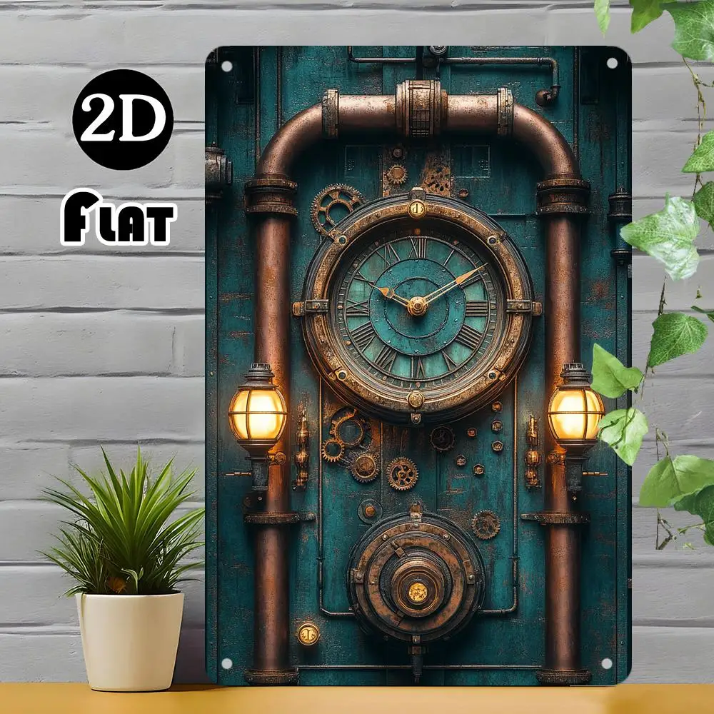 2D Flat Aluminum Metal Wall Decor, Vintage Steam Engine Theme Hanging Ornament, Wall Art Home Decor, Decorative Wall Poster