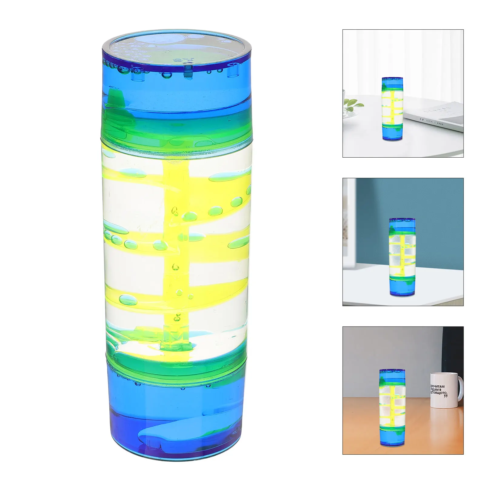 

Desktop Oil Hourglass Bubbler Bright Color Liquid Sensory Play Toy Cylindrical Rotary Table Oil Drop Oil Leak Water Drop Timer