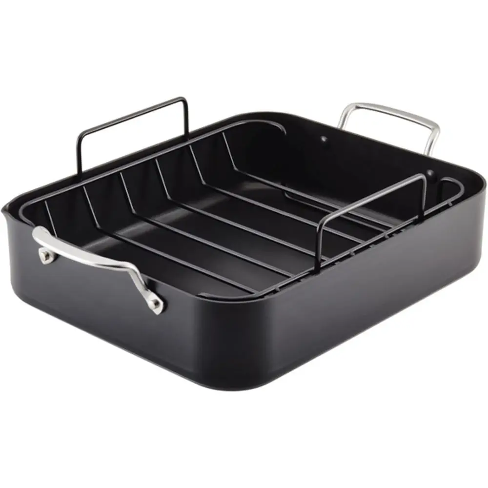 

Hard Anodized Roasting Pan/Roaster with Removable Rack, 13 Inch x 15.75 Inch - Matte Black