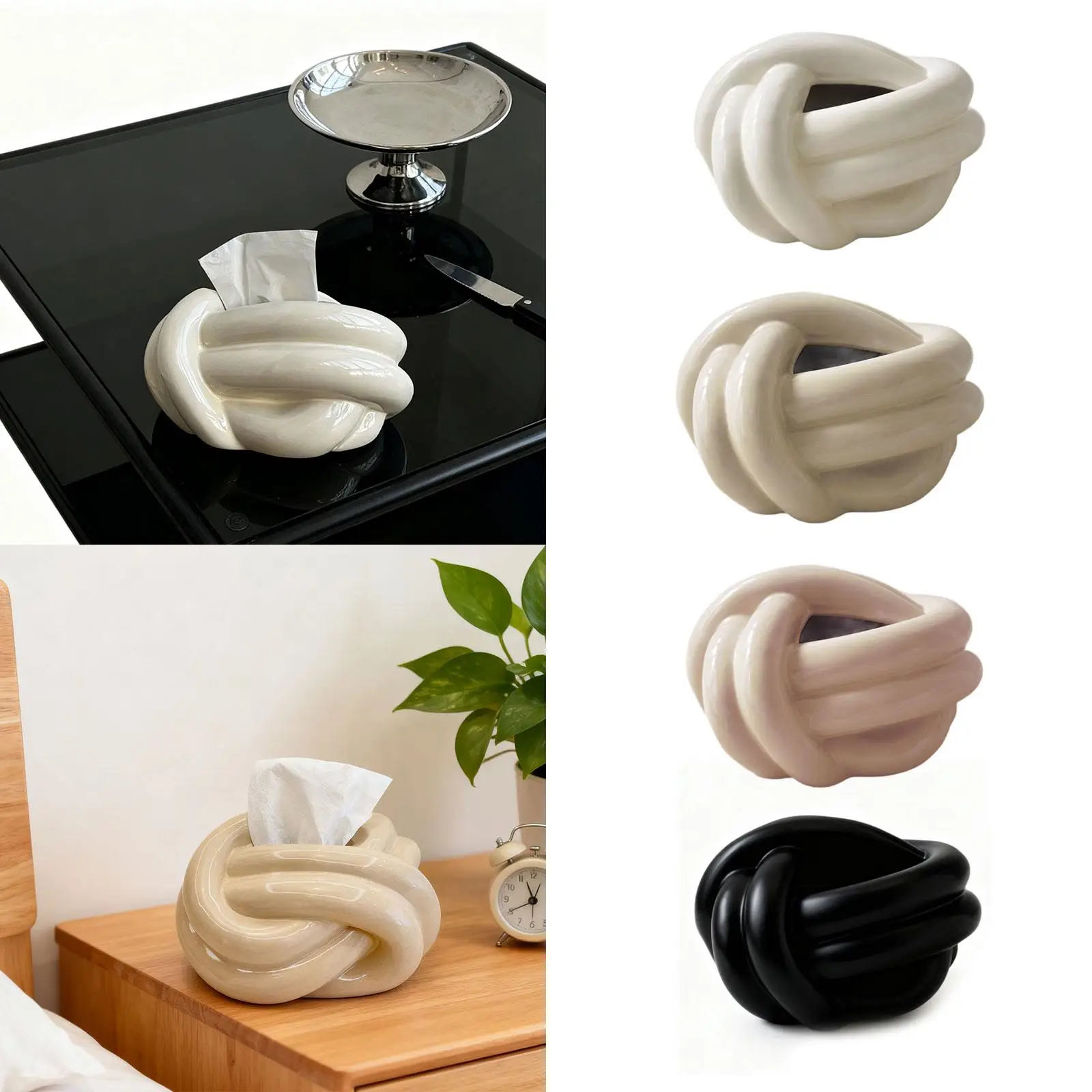 

Tissue Box Cover Ceramic Tissue Holder Facial Tissue Case for Living Room Dresser