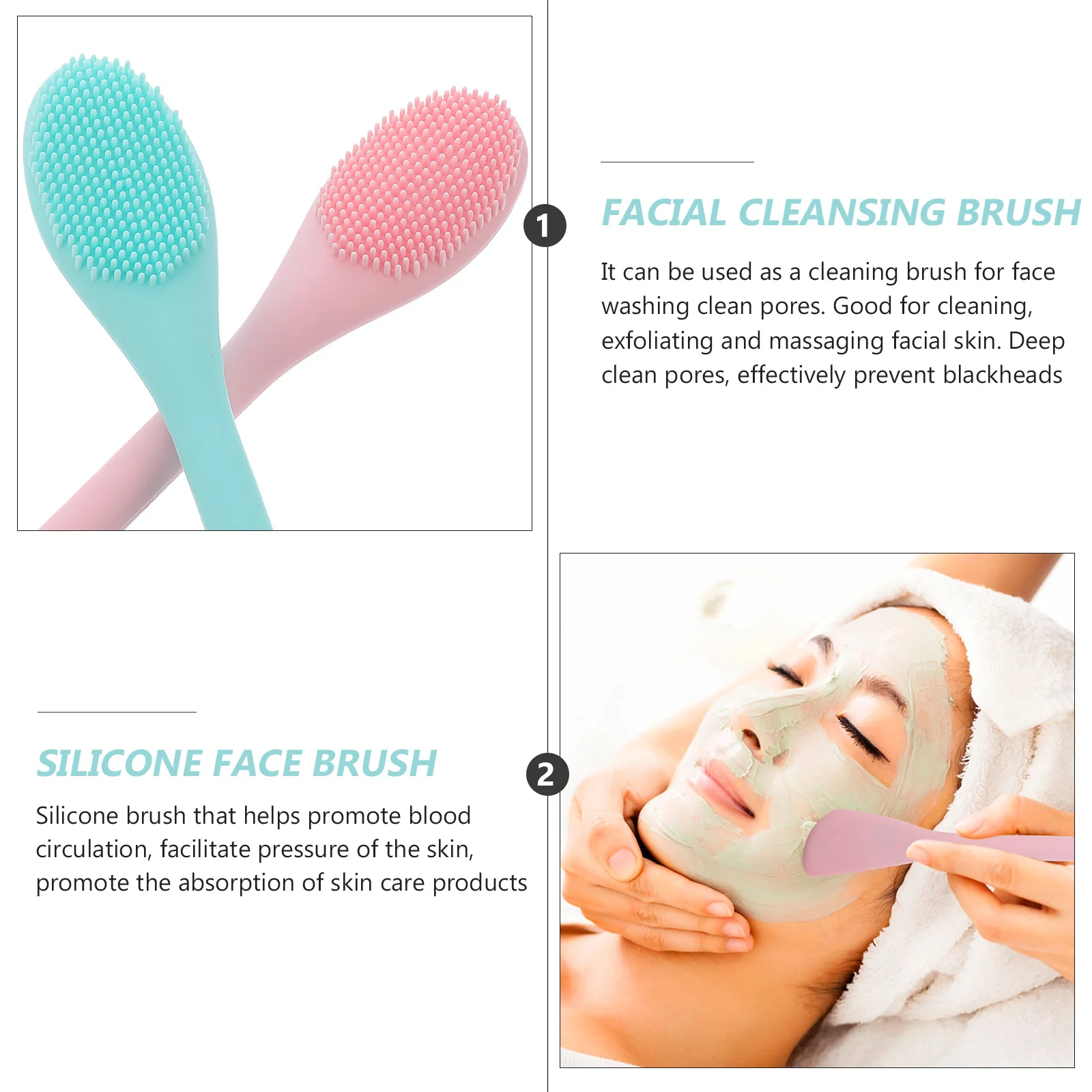 2 Pcs Silicone Face Brush Scraper Tool Facial Cleansing Lips Silica Gel Scrubber Tools