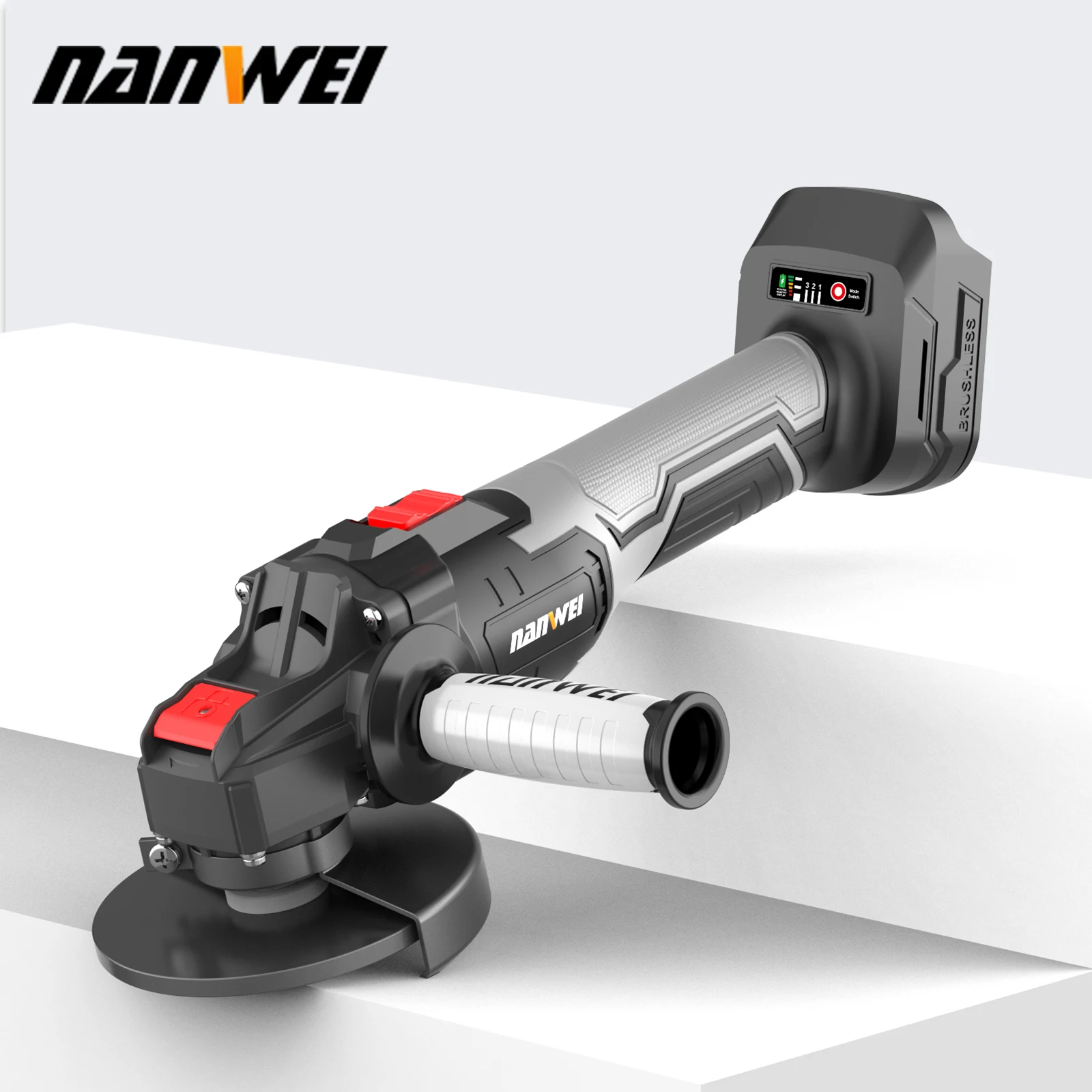 NANWEI 100/125mm Brushless Electric Angle Grinder Grinding Machine Cordless DIY Woodworking Power Tool For 20V Lithium