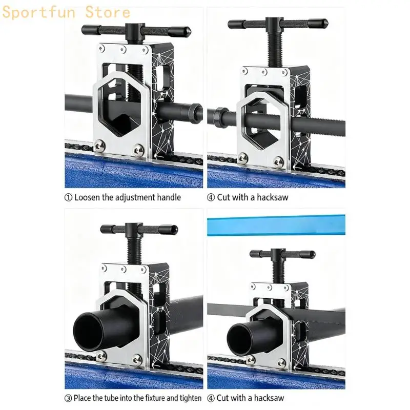 Fork Steerer Cutting Guide Tool for Bike Service, Machined Aluminum Body with T-Handle Screw Action for Tube Work and Seatpost