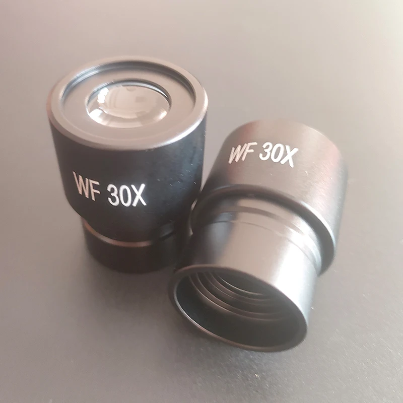 عدسة مجهر بيولوجي بزاوية واسعة WF30X مقاس 23.2 مم، عدسة زجاجية بصرية معدنية بالكامل
