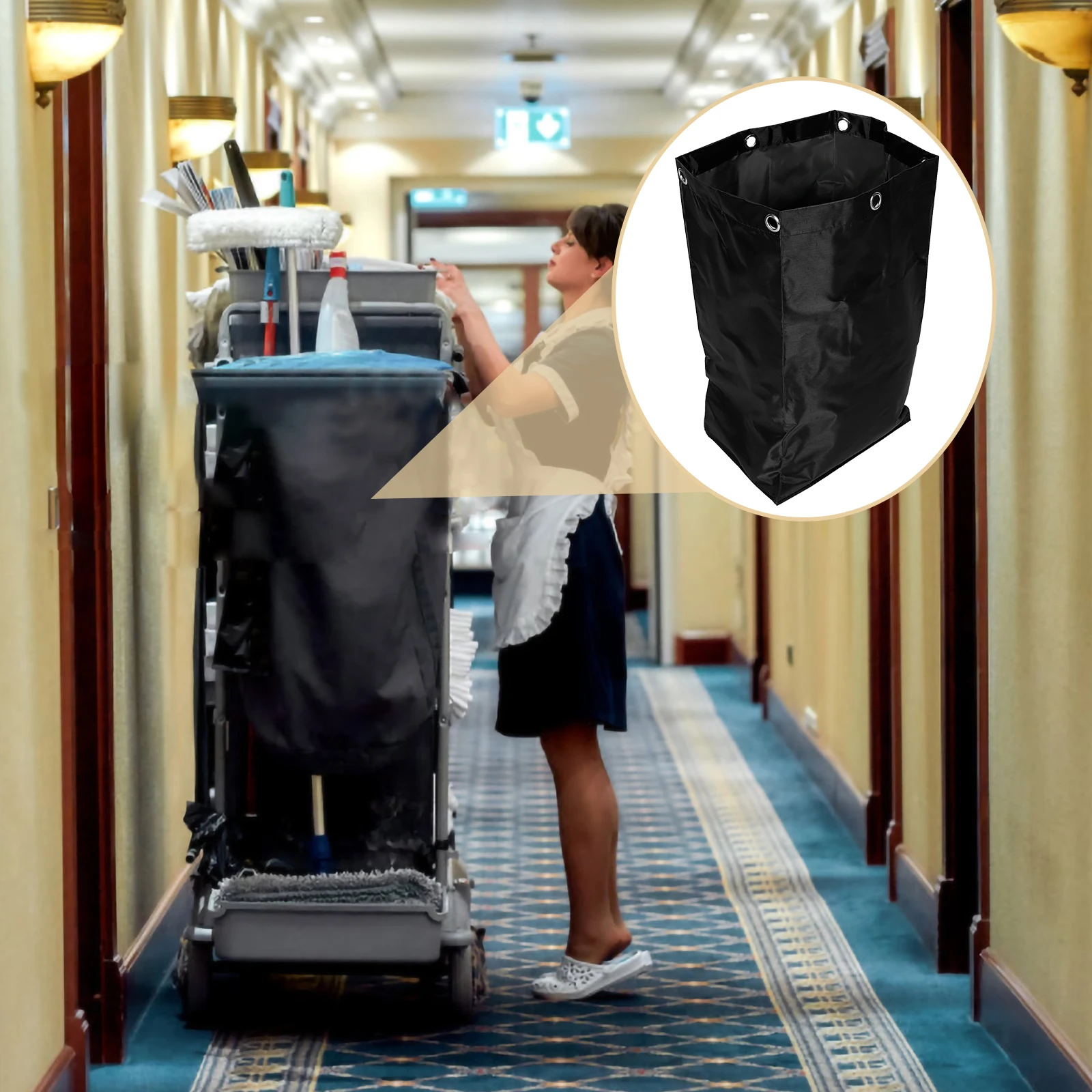 

Heavy Duty Canvas Cleaning Cart Hanging Janitorial Supplies Storage Organizer Large Capacity Replacement Bag for Housekeeping