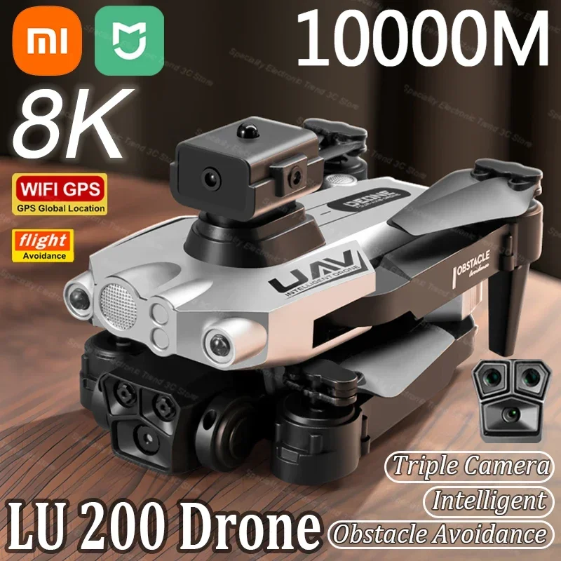 xiaomi lu200 drone 8k gps camera tripla hd fotografia aerea localizacao optica quatro vias evitar obstaculos drone rc uav 01