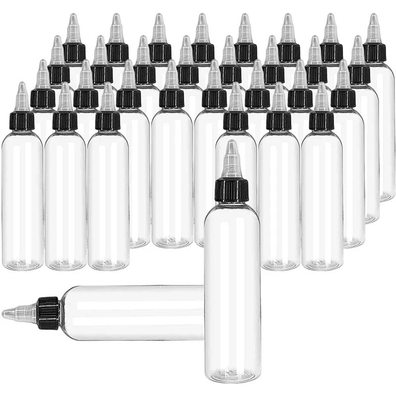 30PCS 30ml/60ml/100ml/120ml Plastic Refillable Bottle PET Oil Liquid Dropper Bottles Twist Top Cap Tattoo Pigment Ink Containers