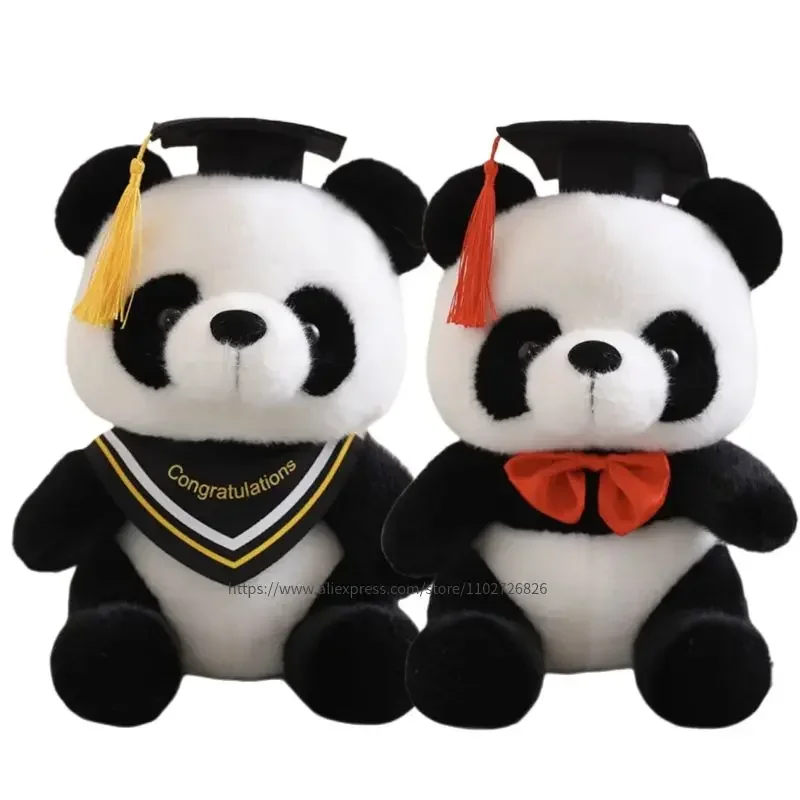 

26cm Cute Doctor Panda Plush Toys Kawaii Bears with Doctorial Hat Plushie Doll Stuffed Animal Toy Kids Friends' Graduation Gift
