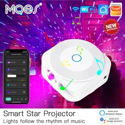 Wifi Tuya Smart Star Projector Galaxy Laser Sterrenhemel Projector Zwaaien Nachtlampje Kleurrijke App Draadloze Controle Alexa Google