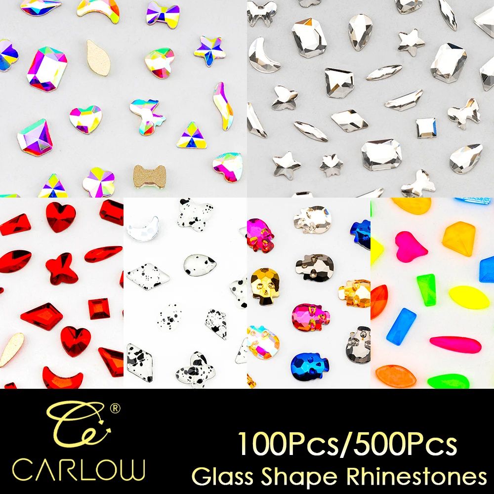 CARLOW AAAAA Glass Different Color Skull Shape Nail Art Rhinestones Shiny Diamond for DIY SPH-44