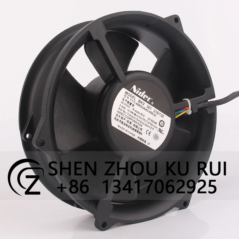 BKV 301 216/130 Case Fan for NIDEC DC48V 0.80A 172X172X50MM 17251 Aluminum Frame Axial Flow Centrifugal Ventilation