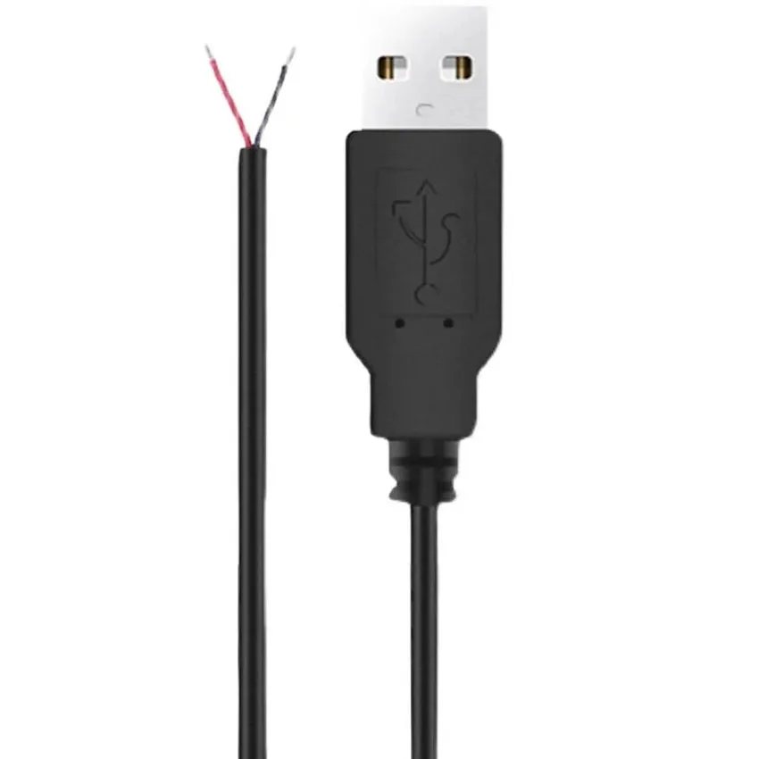 USB 2.0 Male Plug 2pin Bare Wire USB Power Cable DIY Pigtail Cable For USB Equipment Installed DIY Replace Repair Small Fans