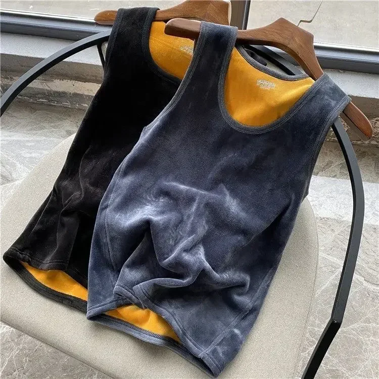 

Winter Men's Warm Vest Plush Thickened Super Soft Golden Velvet Slim Underwear Waistcoat Cotton Vest Thermal Underwear Men