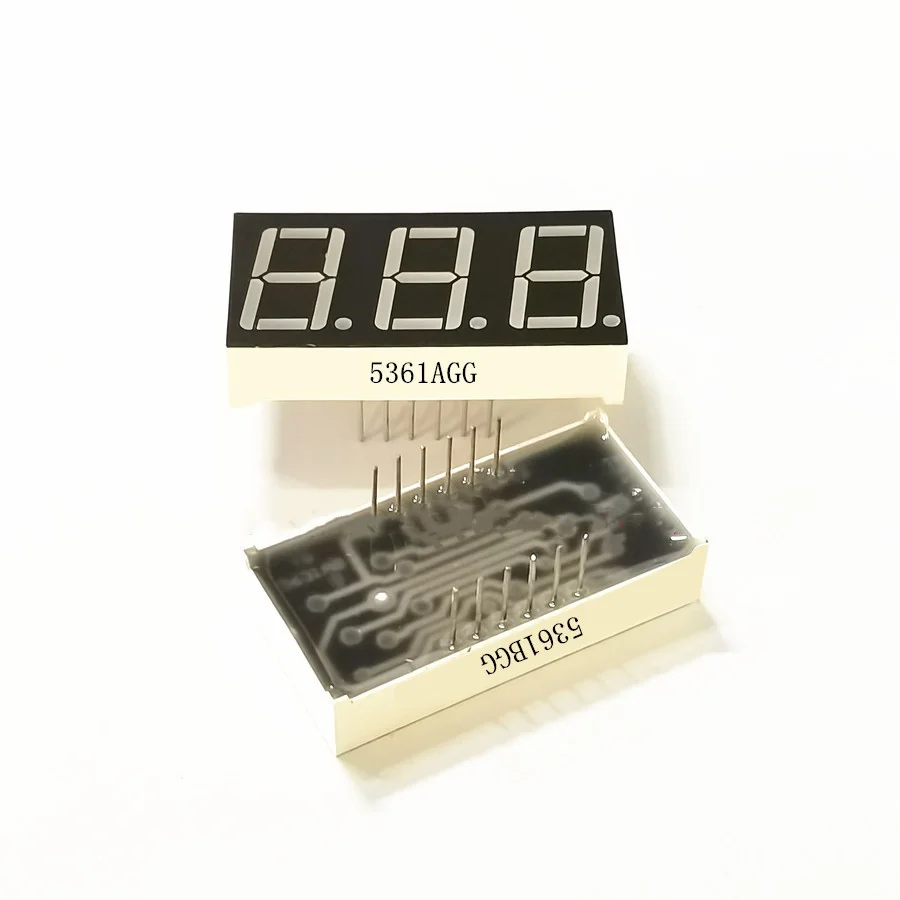 10Pcs 0.56 Inch 3 Bit Digit Blue LED Digital Display Digitron 38*19*8MM 12Pins Digitron Common Anode Cathode KYX-5361AB/BB