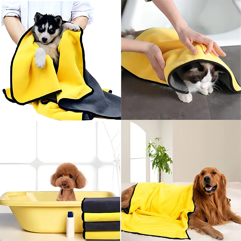 Microfiber Dog Bathing Towel Pet Dog Absorbent Towel  Dog Bathrobes Wiping Cloth