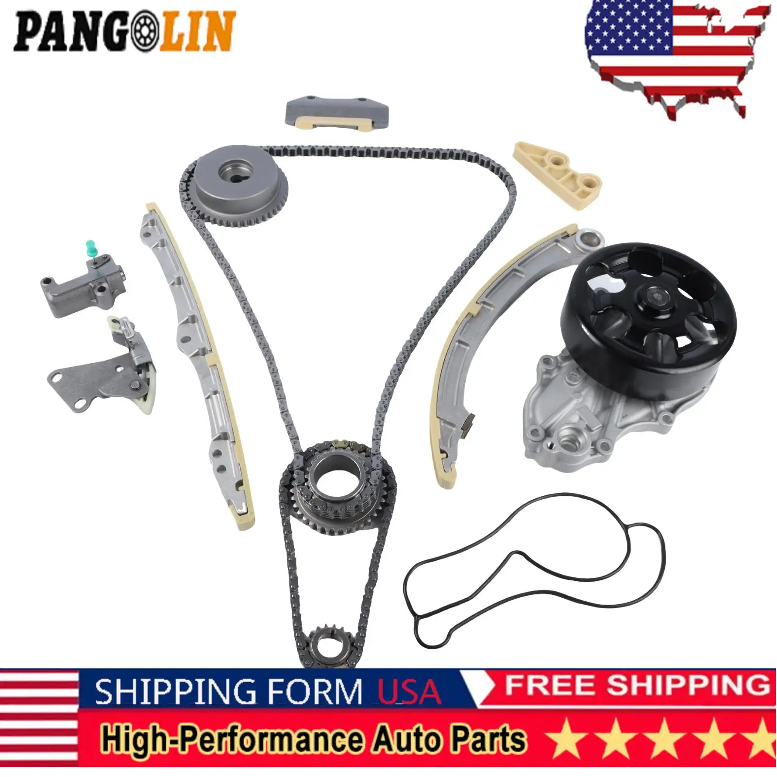 

Комплект цепи ГРМ PANGOLIN, водяной насос для 06-11 Honda Civic SI 2.0L L4 DOHC "K20Z3", аксессуары для двигателя автомобиля, запасные части