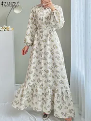 Abito estivo musulmano bohémien elegante Abaya donna manica lunga abiti stampati ZANZEA Dubai abiti lunghi Maxi abito turchia caftano