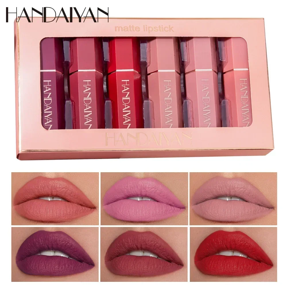 6PC/Set Matte Velvet Lip Gloss Waterproof Long-lasting Liquid Lipstick Cosmetic Beauty Keep 24 Hours Makeup