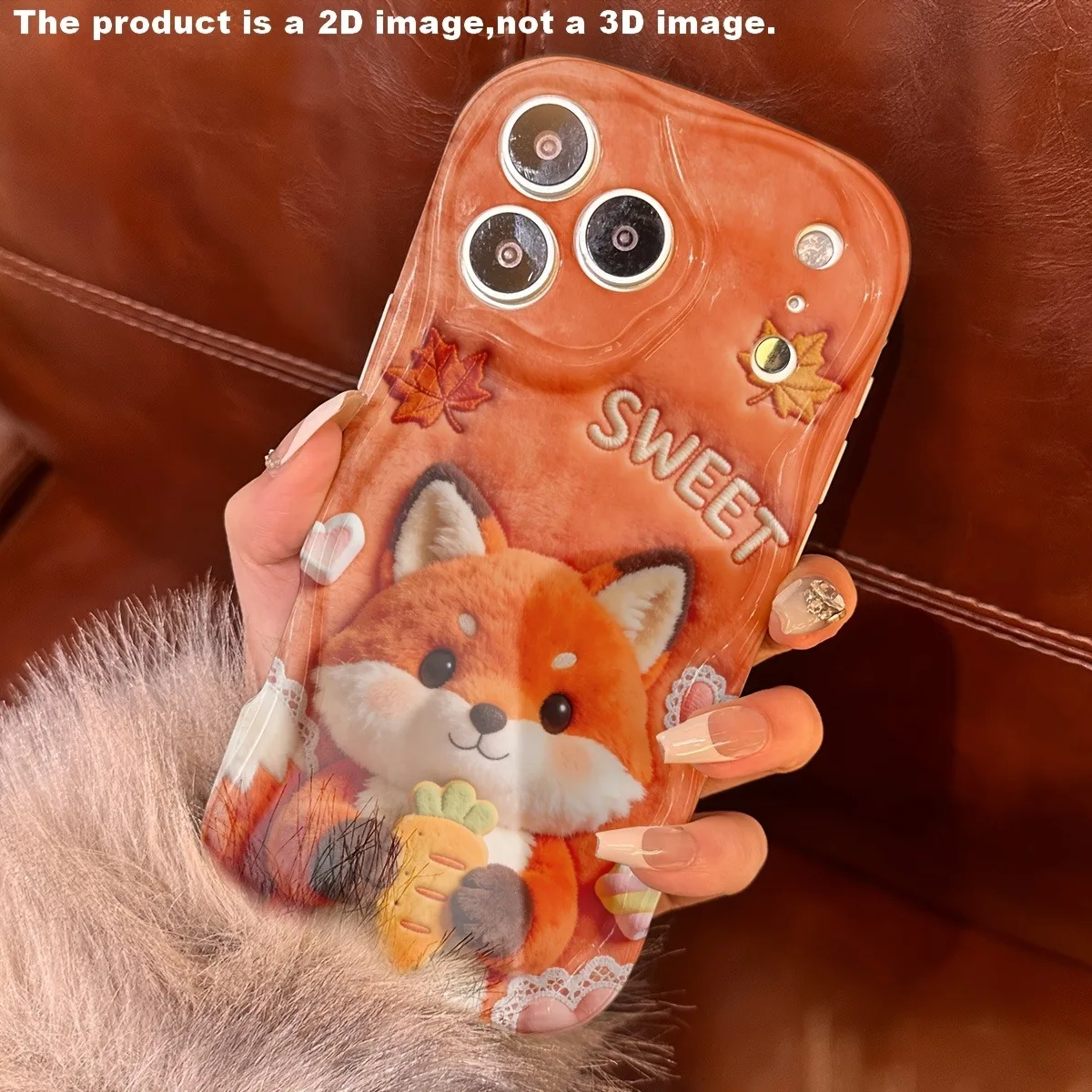 2D Flat Cute Plush Orange Fox Holding Carrot Pattern Phone Case For iPhone 17 Pro Max 16 Plus 15 14 Pro 13 12 11 16e 17e Cover