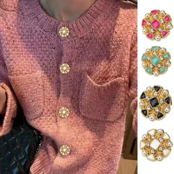 Luxury Colored Diamond Metal Buttons for Women's Shirts, Sweaters, Coats, Clothing Decoration