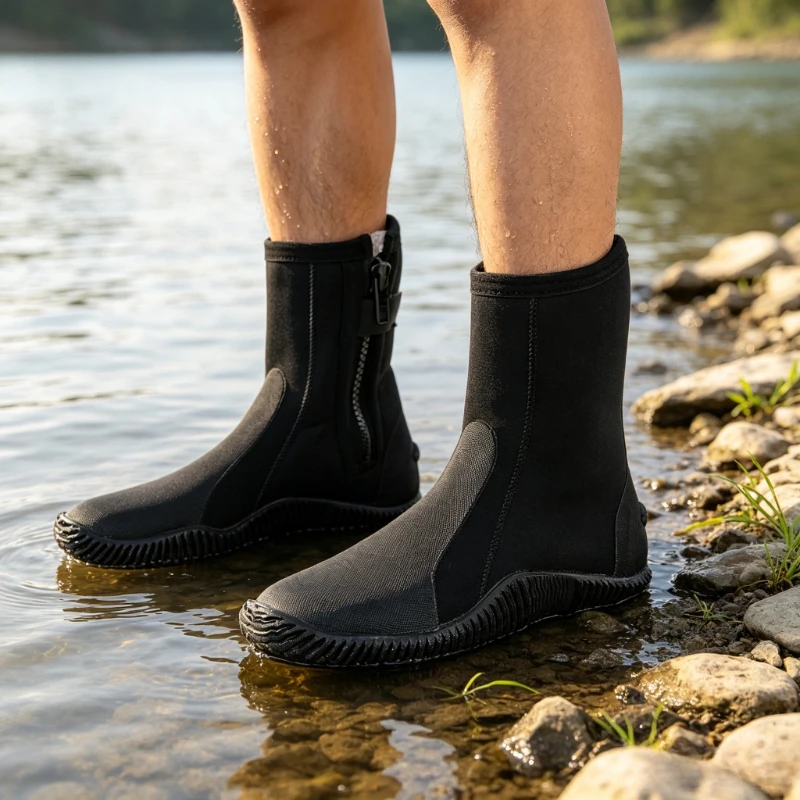 5mm High-Top Diving Boots, Outdoor Surf Wading Shoes, Anti-Slip Snorkeling Gear Swimming Footwear, Scratch-Resistant Breathable
