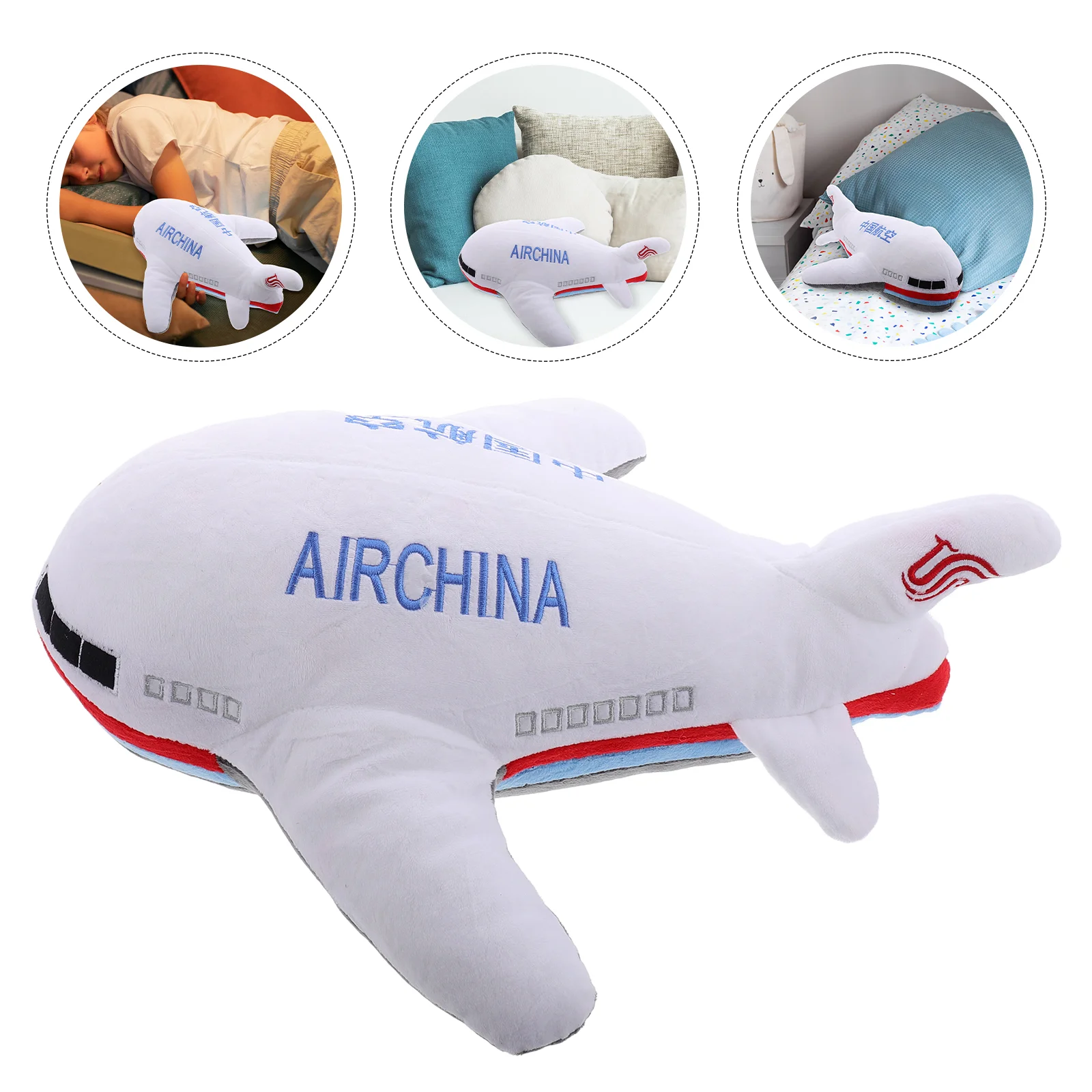 

Toy Airplane Plush Aircraft Plushies Storage Throw Pillow Items Space White Travel