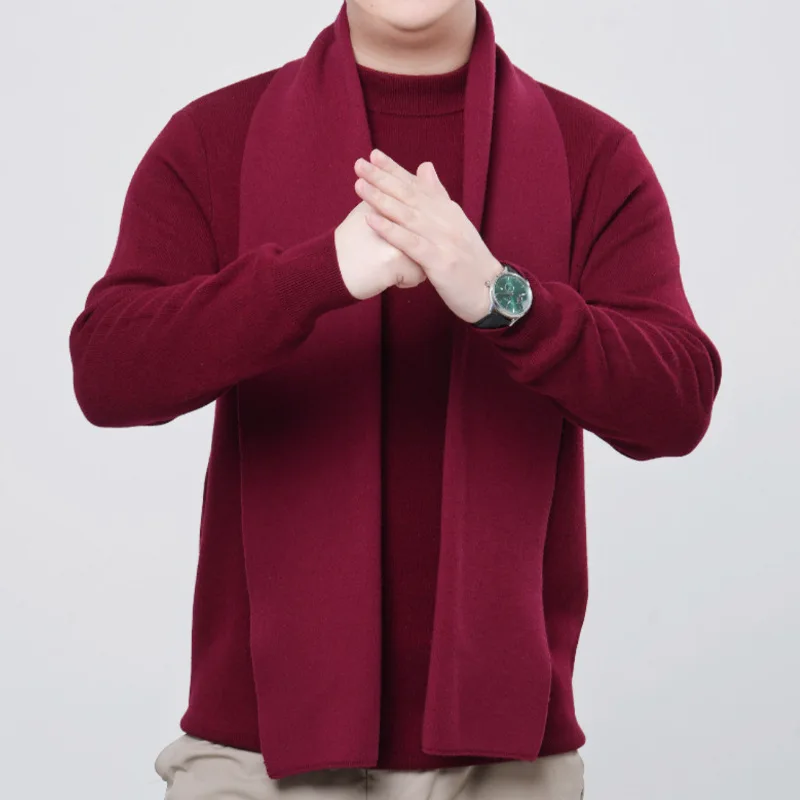 Men Wool Sweater Men Semi-turtleneck Pullover Wool Sweater