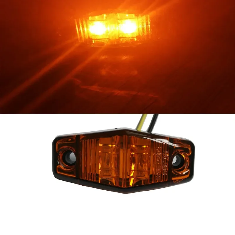 1Pc 12V LED Light 2 Diode Amber/Red/White Universal Mount Clearance Side Marker Car Truck Trailer Caravan